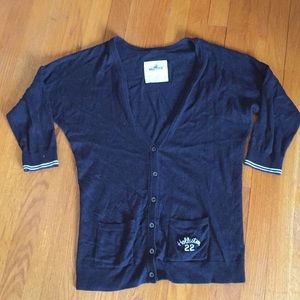 Hollister Navy Blue 3/4 Length Cardigan Sweater
